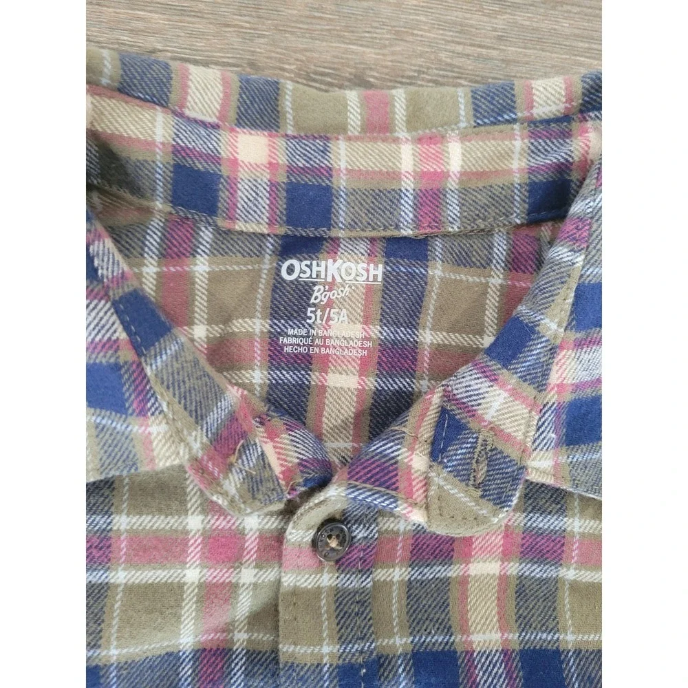 OshKosh B'gosh Toddler Boys Plaid Long Sleeve Button Down Shirt Size 5T‎ #8